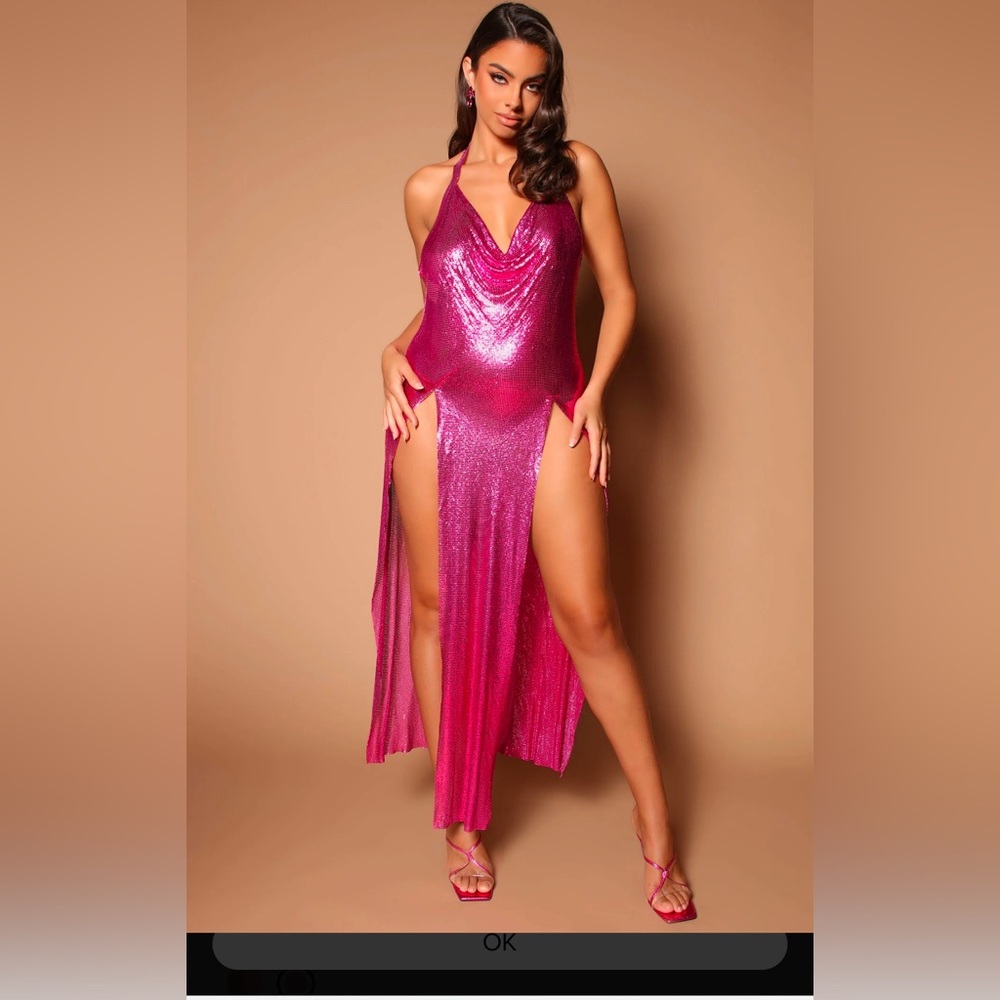 Kim chain metal maxi dress fashion nova.